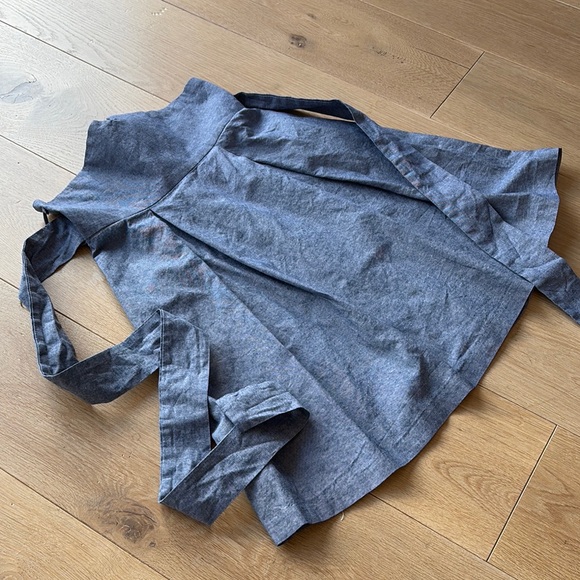 🦄 Denim Apron-Skirt with sash - A-line, high waist - Picture 2 of 8